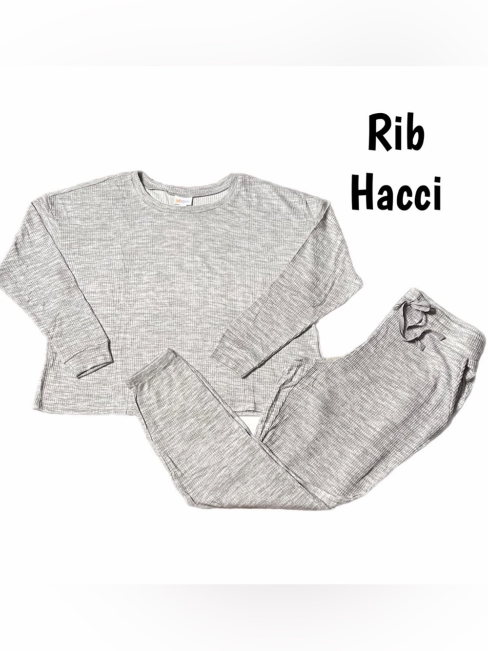 LuLaRoe Rib Hacci Lounge Pajama Set in Heather Gray